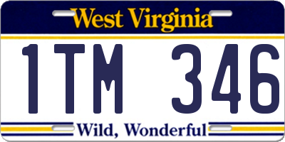WV license plate 1TM346