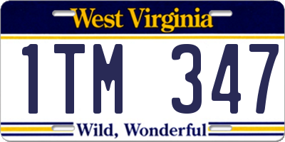 WV license plate 1TM347