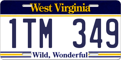 WV license plate 1TM349