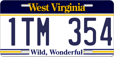 WV license plate 1TM354