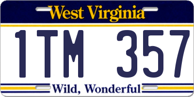WV license plate 1TM357