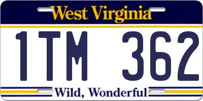 WV license plate 1TM362