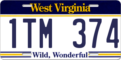 WV license plate 1TM374
