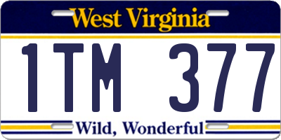 WV license plate 1TM377