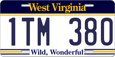 WV license plate 1TM380