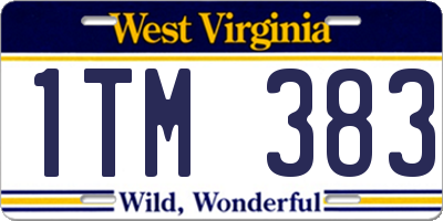 WV license plate 1TM383