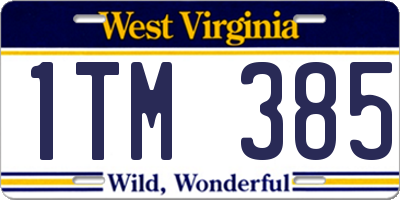 WV license plate 1TM385