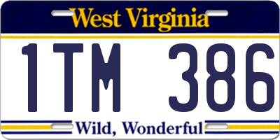 WV license plate 1TM386