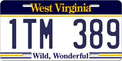 WV license plate 1TM389