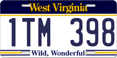 WV license plate 1TM398