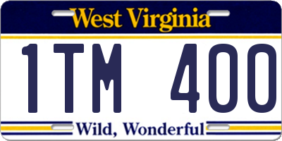 WV license plate 1TM400