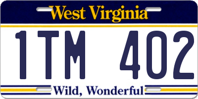 WV license plate 1TM402