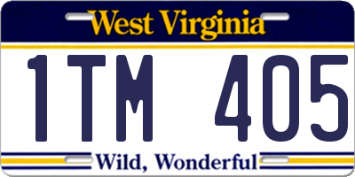 WV license plate 1TM405