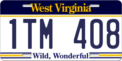 WV license plate 1TM408