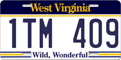 WV license plate 1TM409