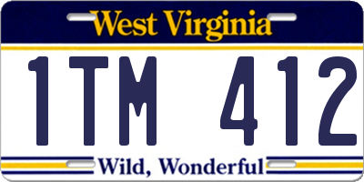 WV license plate 1TM412