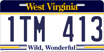 WV license plate 1TM413