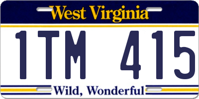WV license plate 1TM415