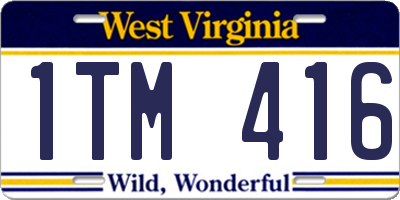 WV license plate 1TM416