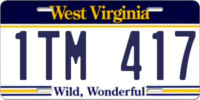 WV license plate 1TM417