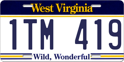 WV license plate 1TM419