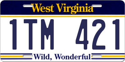 WV license plate 1TM421