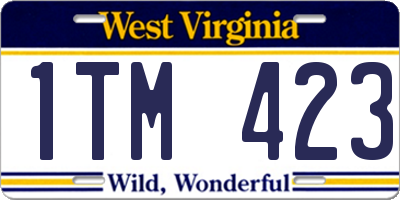 WV license plate 1TM423