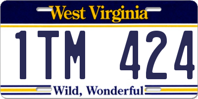WV license plate 1TM424