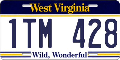 WV license plate 1TM428