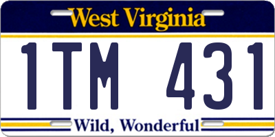 WV license plate 1TM431