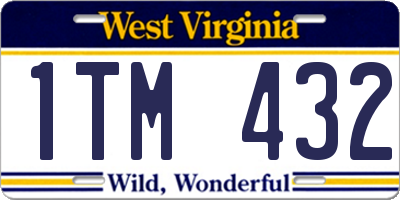 WV license plate 1TM432