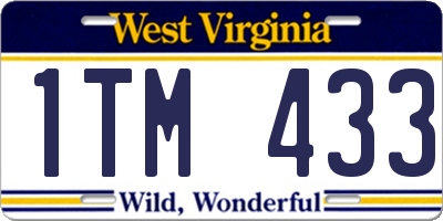 WV license plate 1TM433