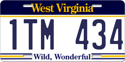 WV license plate 1TM434