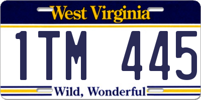 WV license plate 1TM445