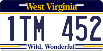 WV license plate 1TM452