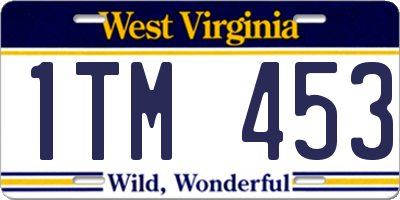 WV license plate 1TM453