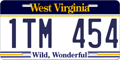 WV license plate 1TM454