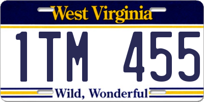 WV license plate 1TM455
