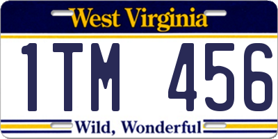 WV license plate 1TM456