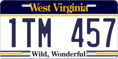 WV license plate 1TM457