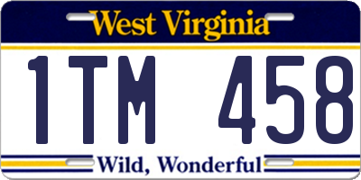 WV license plate 1TM458