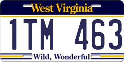 WV license plate 1TM463