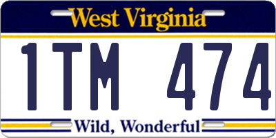 WV license plate 1TM474