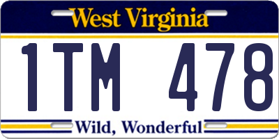 WV license plate 1TM478