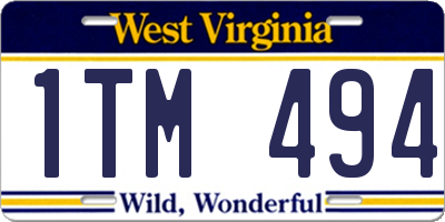 WV license plate 1TM494