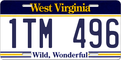WV license plate 1TM496