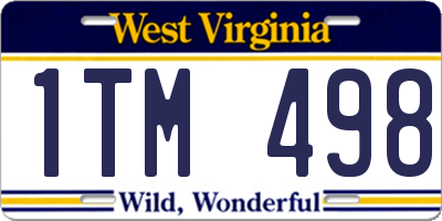 WV license plate 1TM498