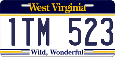 WV license plate 1TM523