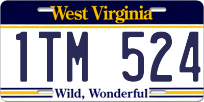 WV license plate 1TM524