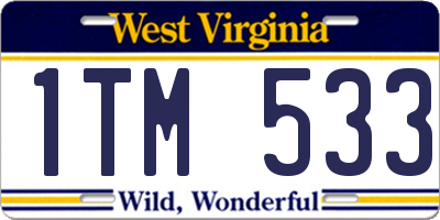 WV license plate 1TM533